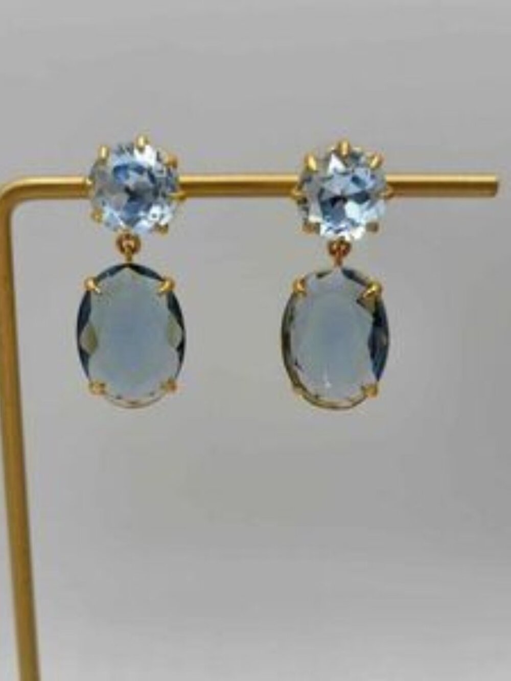 J Crew Sky Blue Topaz Colored Crystal Earrings NWOT